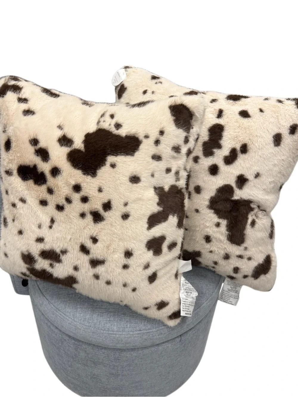 New Soho Loft NYC set 24x24” Plush Faux Cowhide Decorative Throw Pillow